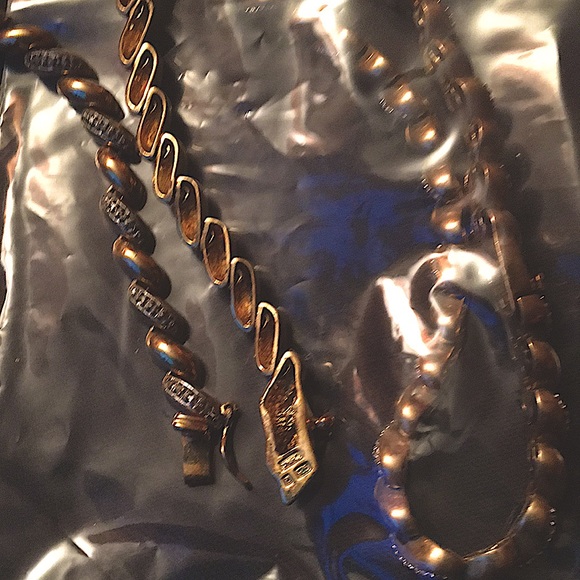 Sterling Silver & Gold Necklace & Bracelet Set - Picture 2 of 2